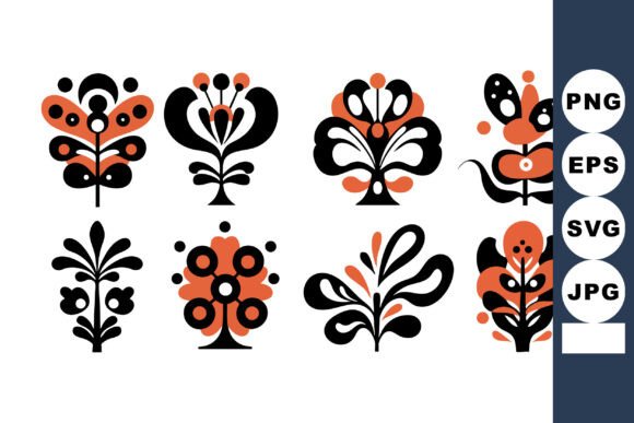 Abstract Floral Vector Set with Stylized Graphics & Illustrations