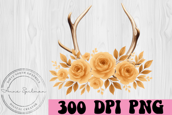 Autumn Floral Deer Antlers: Graphics & Illustrations for Local Brands