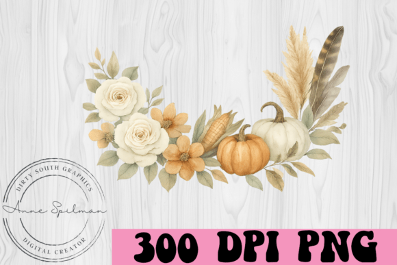 Autumn Harvest Floral Swag Graphics for Seasonal Illustrations