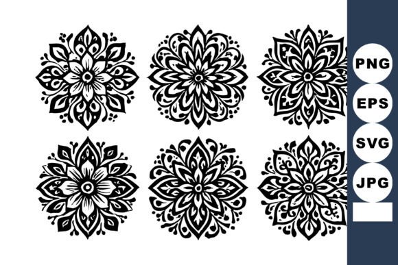 Black and White Floral Mandala Pattern V: Graphics for Editorial Excellence