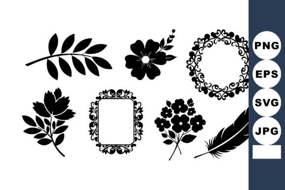 Black Floral Elements and Ornamental Fra Graphics & Illustrations