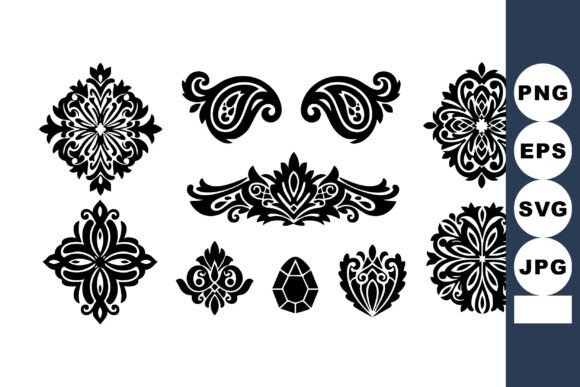 Black Ornamental Floral Vector Design El for Graphics and Illustrations