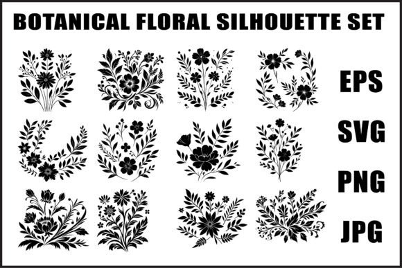 Botanical Floral Silhouette Bundle for Graphics and Illustrations