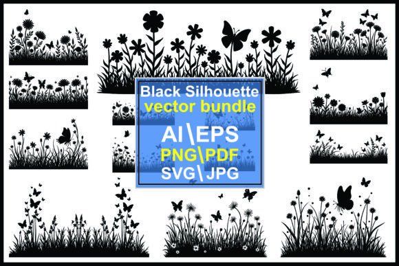 Butterfly Floral Grass Silhouette: A Graphic Design Asset Review