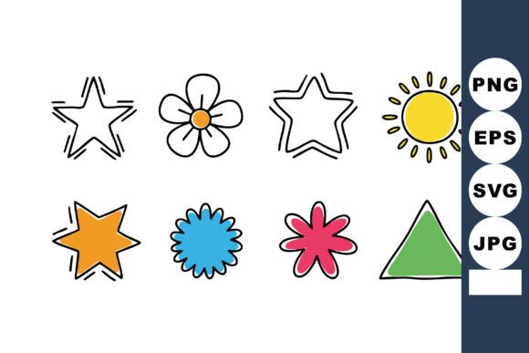 Colorful Geometric Shapes and Floral Ico for Graphics