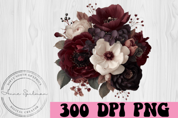 Dark Autumn Floral Bouquet Arrangement Graphics & Illustrations Review