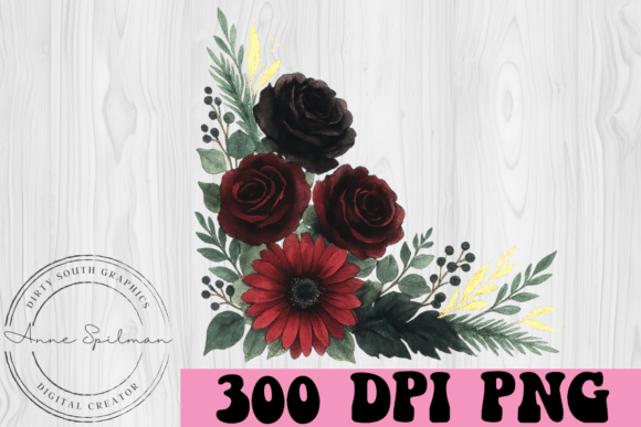 Dark Floral Corner Arrangement Graphics for Illustrations