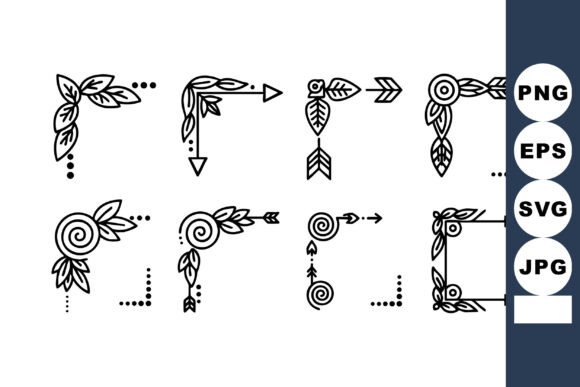 Decorative Floral Corner Arrows Vector S: Graphics & Illustrations Review
