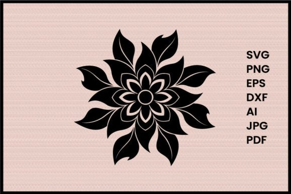Elegant Floral Motif Illustration Silhou for Graphics and Crafts