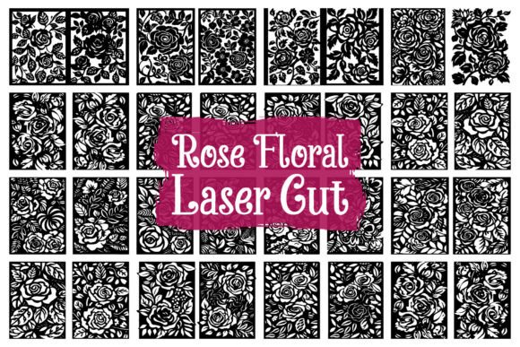 Elegant Rose Floral SVG Laser Cut Graphics & Illustrations