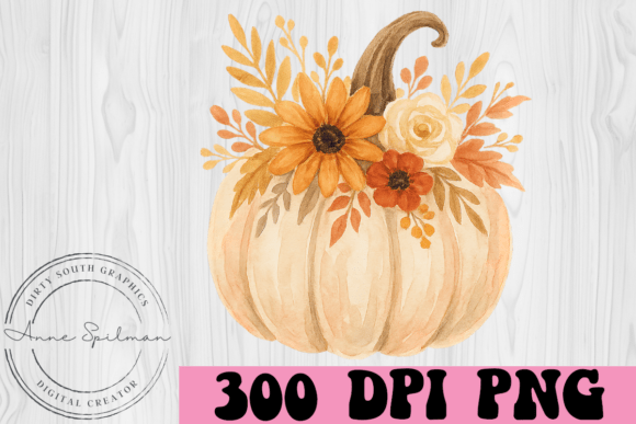 Floral Autumn Watercolor Pumpkin Graphics & Illustrations Review