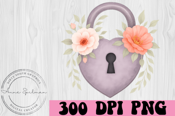 Floral Heart Lock Graphics and Illustrations for Real Projects