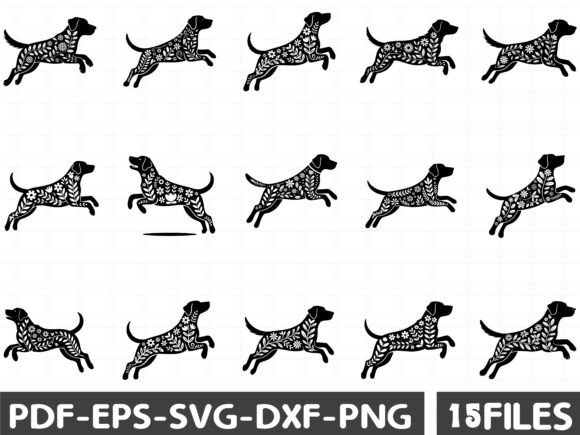 Floral Labrador Retriever Stencil SVG: Graphics for Modern Illustrations