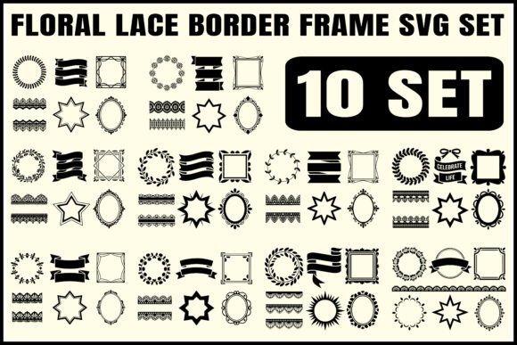Floral Lace Border Frame SVG Bundle: Premium Graphics for Illustrations