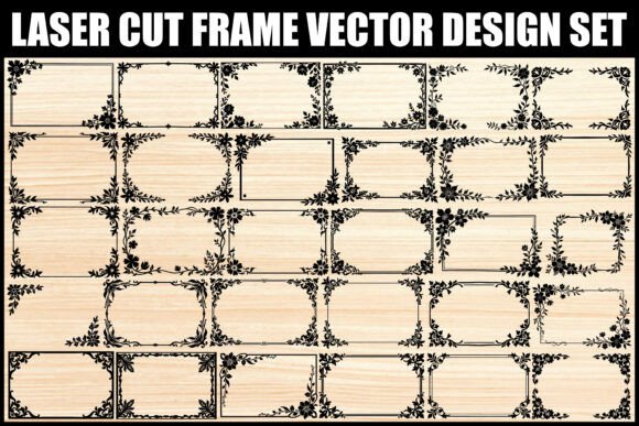 Floral Laser Cut Frame Vector Set for Graphics & Illustrations