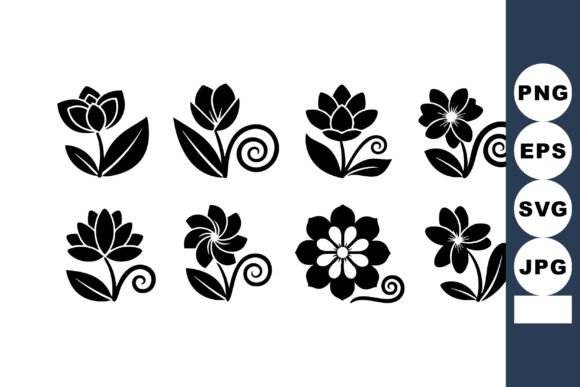 Floral Vector Icons of Eight Different: Essential Graphics for Illustrations