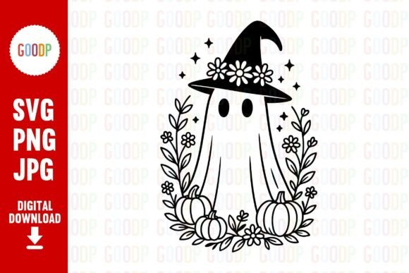 Floral Witch Ghost Line Art SVG: A Designer's Review of Graphics and Illustrations
