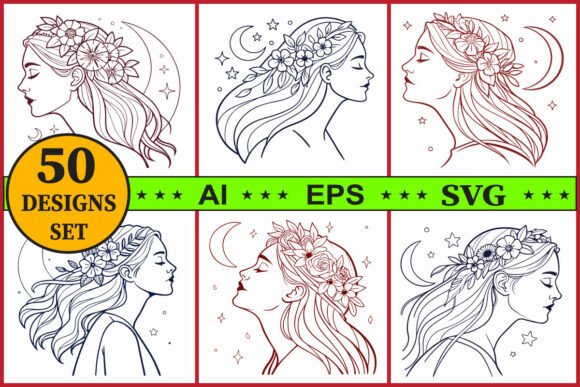 Floral Woman Line Art Vector Bundle Set Review