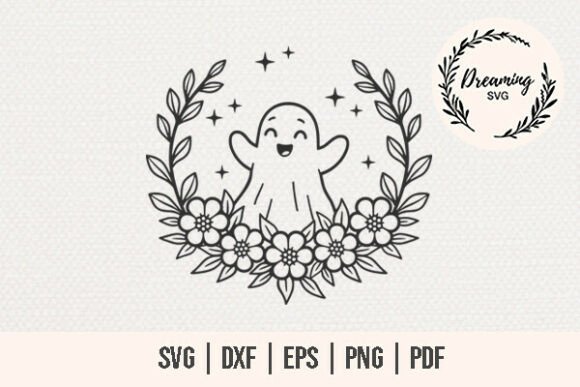 Ghost with Floral Wreath SVG: A Designer's Review of Graphics and Illustrations