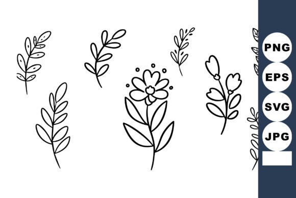 Hand-drawn Simple Floral Branch and Flow: Graphics for Illustrations