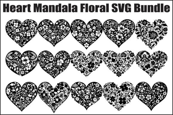 Heart Mandala Floral SVG Bundle: Graphics & Illustrations for Real Brands