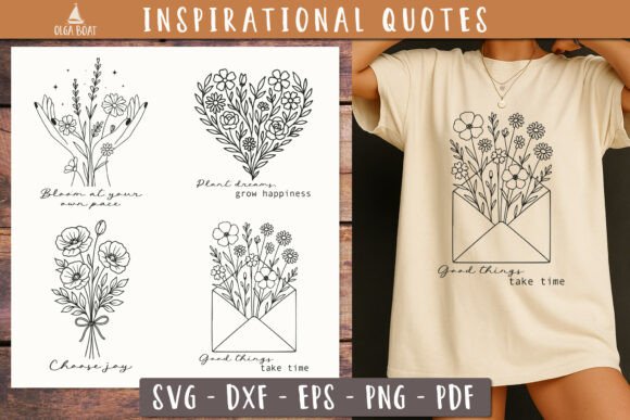 Inspirational Quotes SVG Vintage Floral Graphics & Illustrations Review