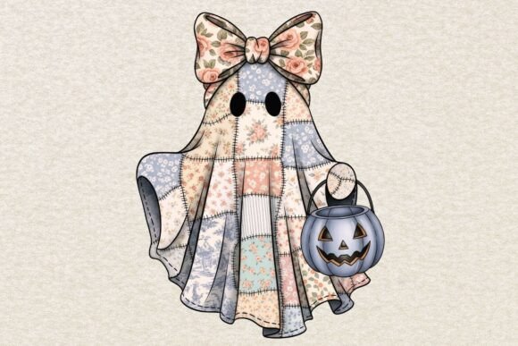 Retro Halloween Floral Ghost Png Graphics & Illustrations Review