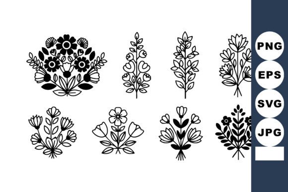 Vintage Floral Vector Set with Decorativ Graphics & Illustrations