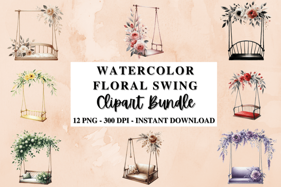 Watercolor Floral Swing Clipart Bundle: Graphics & Illustrations Review